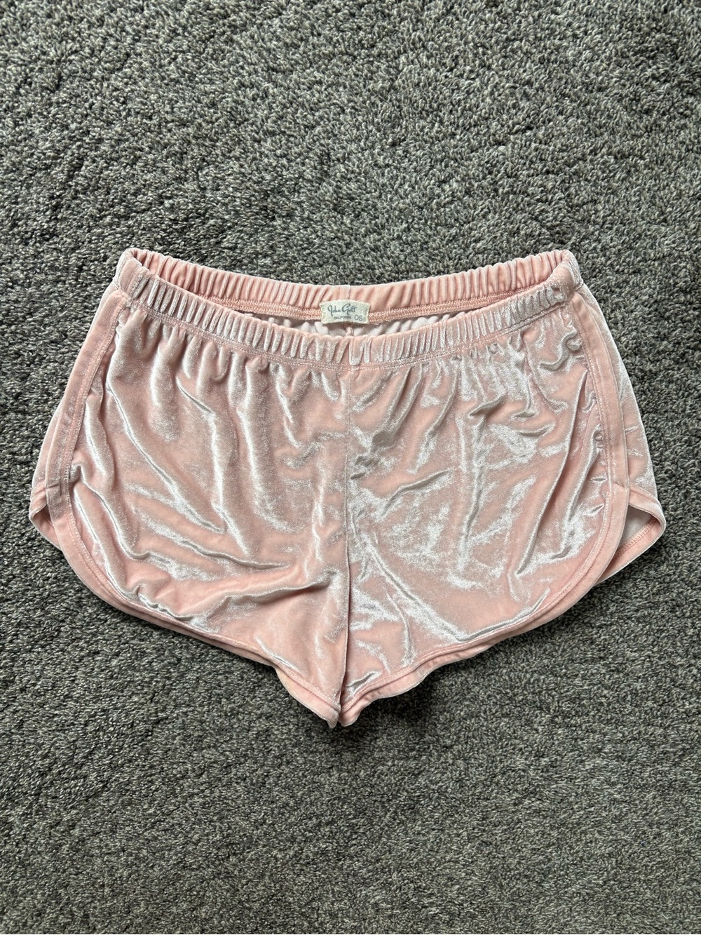 John Galt Blush Velvet Lounge Shorts
